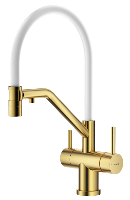 Смеситель для кухни со съемным изливом на магните и подключением фильтра питьевой воды Splenka сатин золото S70.62.03