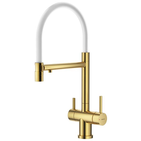 Смеситель для кухни со съемным изливом на магните и подключением фильтра питьевой воды Splenka сатин золото S70.63.03