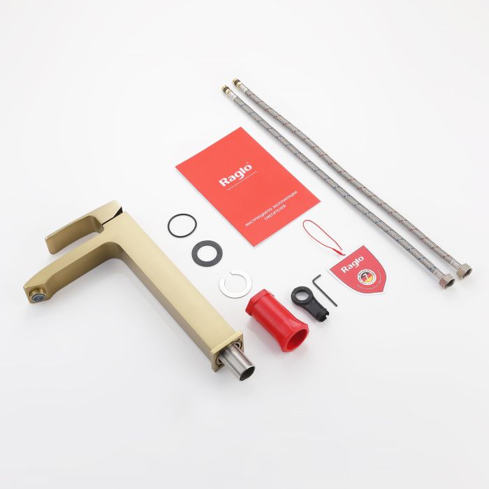 Смеситель для раковины высокий Raglo сатин золото R01.15.03