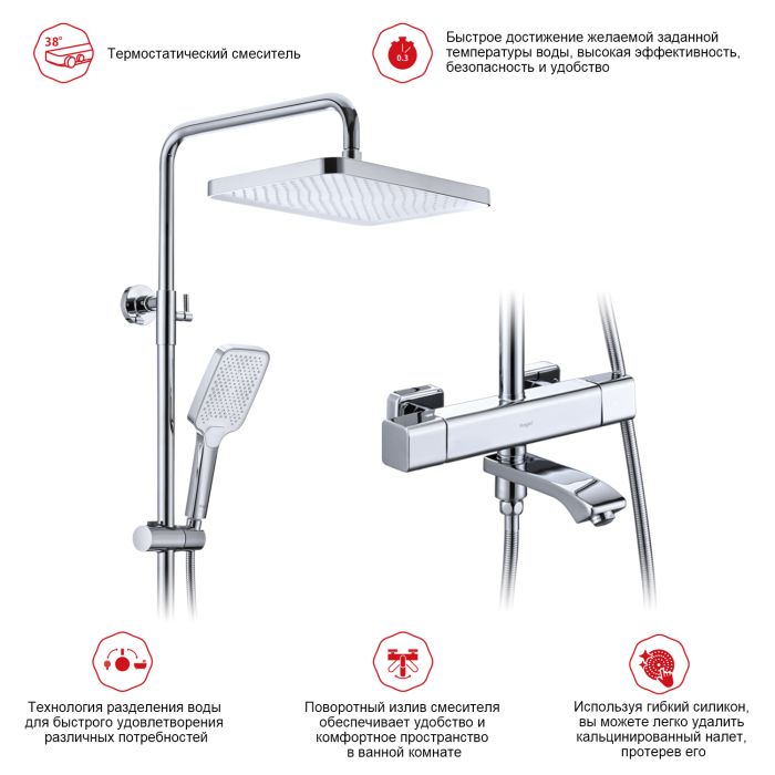 Душевая система с термостатом Raglo хром R01.26