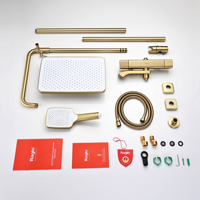 Душевая система с термостатом Raglo сатин золото R01.26.03