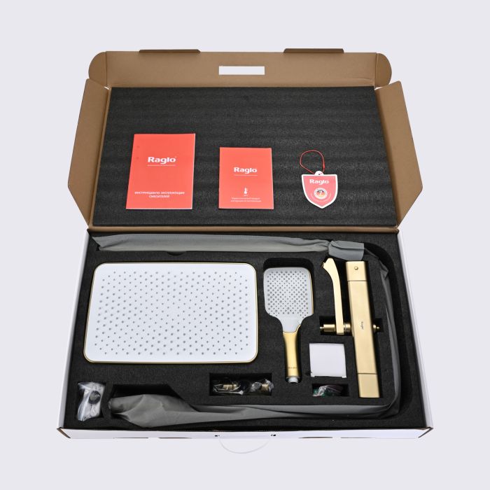 Душевая система с термостатом Raglo сатин золото R01.26.03