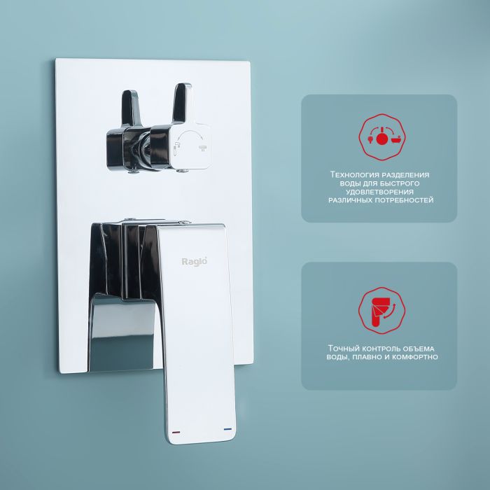 Встраиваемый смеситель для ванны с 3-функциями Raglo хром R01.27