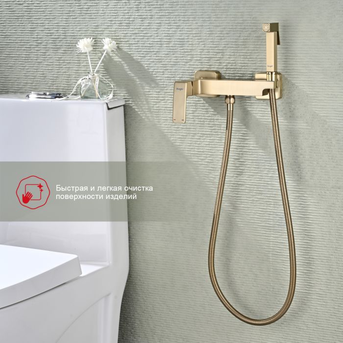 Смеситель с гигиеническим душем Raglo сатин золото R01.51.03