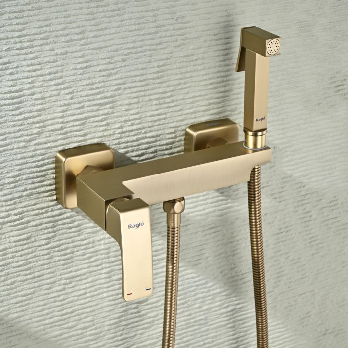Смеситель с гигиеническим душем Raglo сатин золото R01.51.03