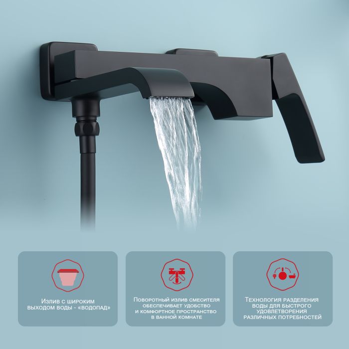 Смеситель для ванны Raglo черный R02.30.06