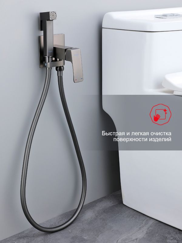 Смеситель с гигиеническим душем Raglo оружейная сталь R02.54.09
