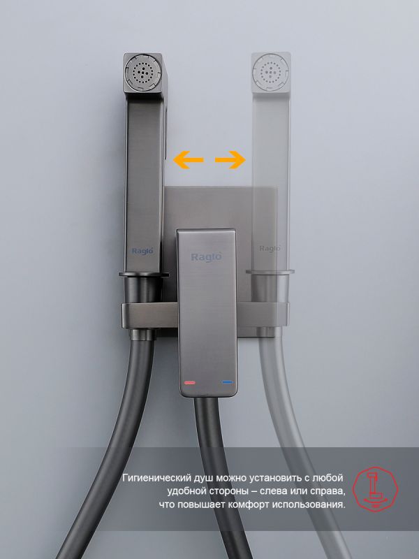 Смеситель с гигиеническим душем Raglo оружейная сталь R02.54.09