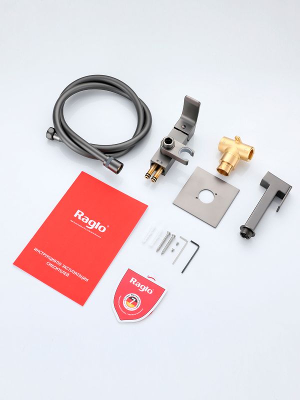 Смеситель с гигиеническим душем Raglo оружейная сталь R02.54.09