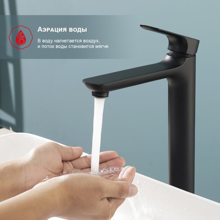 Смеситель для раковины высокий Raglo черный R03.15.06