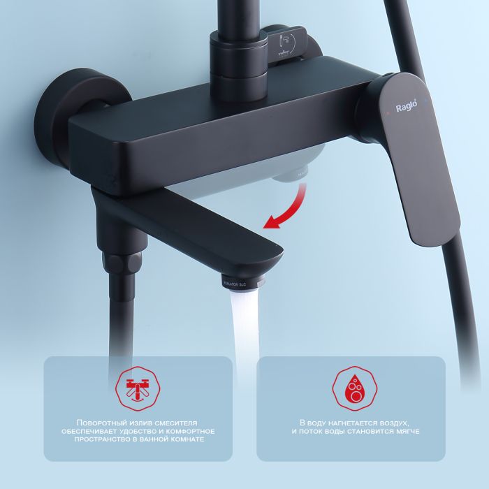 Душевая система Raglo черный R03.24.06