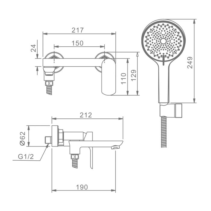 Смеситель для ванны Raglo графит R03.30.09