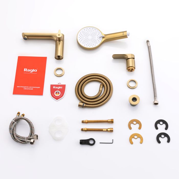 Смеситель для ванны на 3 отверстия Raglo сатин золото R03.31.03