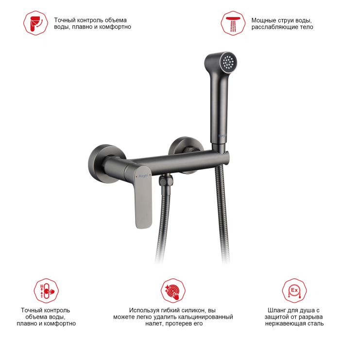 Смеситель с гигиеническим душем Raglo графит R03.51.09