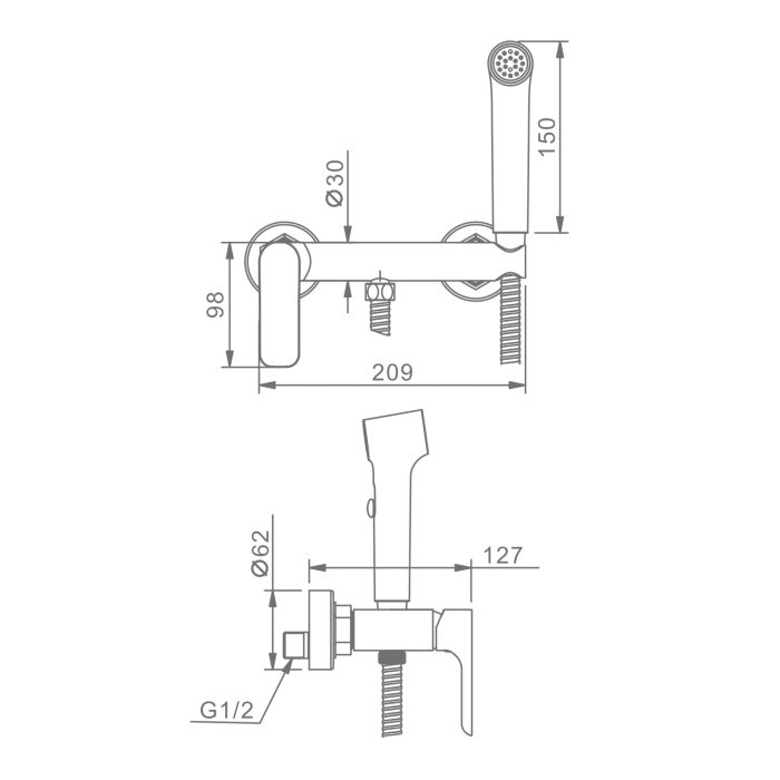 Смеситель с гигиеническим душем Raglo хром R03.51