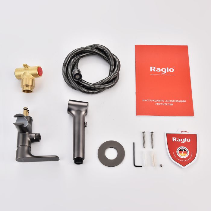 Смеситель с гигиеническим душем встраиваемый Raglo графит R03.52.09