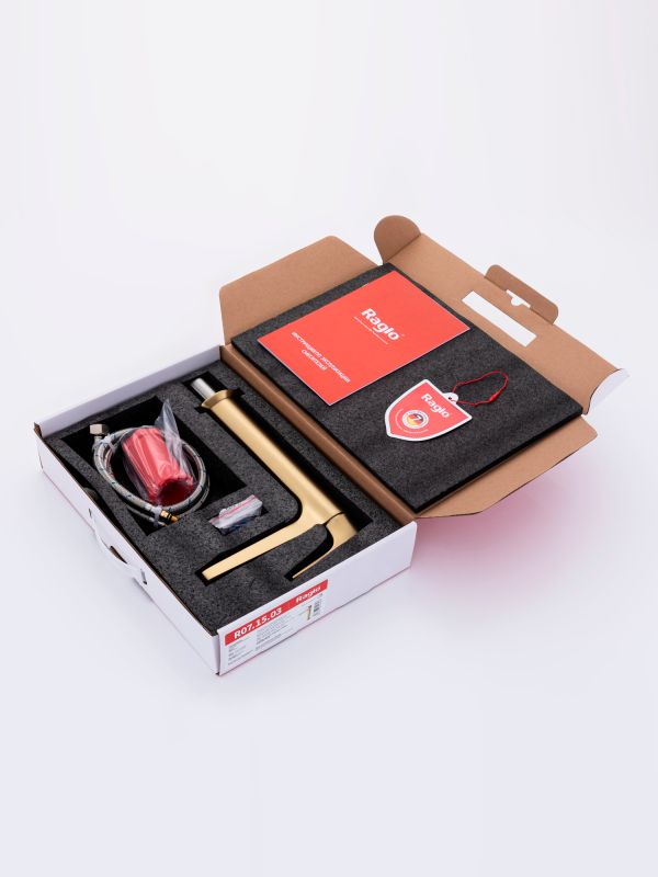 Смеситель для раковины высокий Raglo золотой сатин R07.15.03