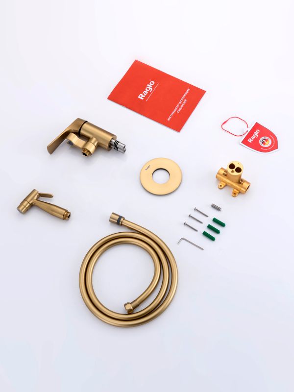 Смеситель с гигиеническим душем Raglo золотой сатин R07.52.03