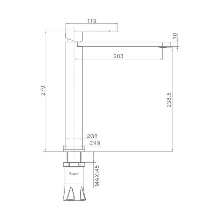 Смеситель для раковины Raglo оружейная сталь R10.15.09