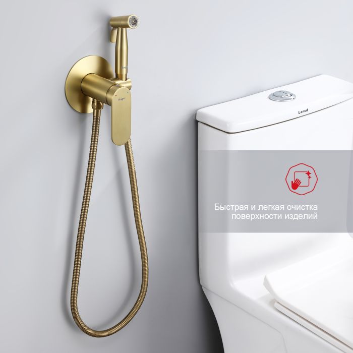 Смеситель с гигиеническим душем Raglo золотой сатин R10.52.03