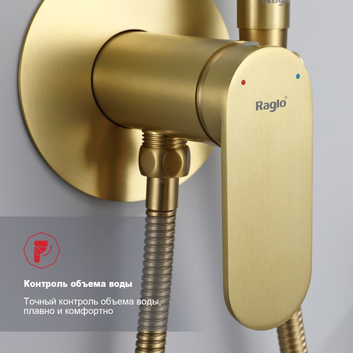 Смеситель с гигиеническим душем Raglo золотой сатин R10.52.03