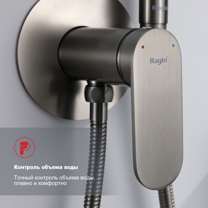 Смеситель с гигиеническим душем Raglo оружейная сталь R10.52.09