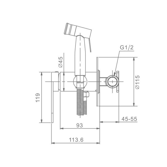 Смеситель с гигиеническим душем Raglo оружейная сталь R10.52.09