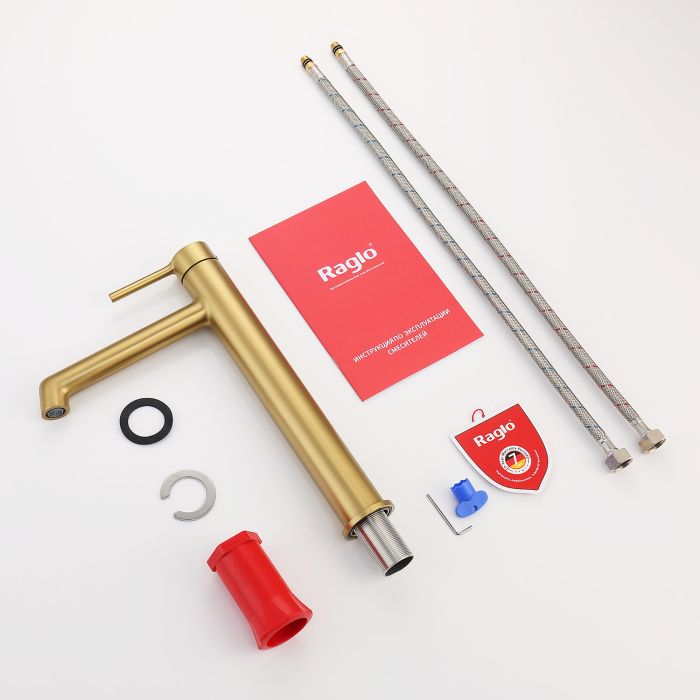 Смеситель для раковины высокий Raglo сатин золото R20.15.03