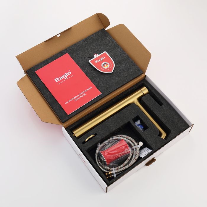 Смеситель для раковины высокий Raglo сатин золото R20.15.03