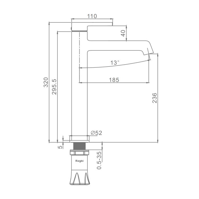 Смеситель для раковины высокий Raglo матовая медь R20.15.33