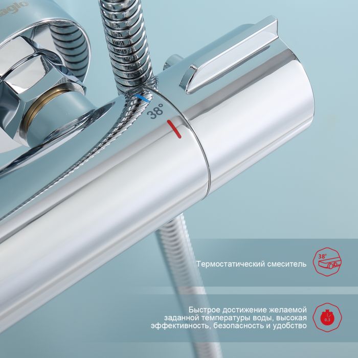 Душевая система с термостатом Raglo хром R20.26