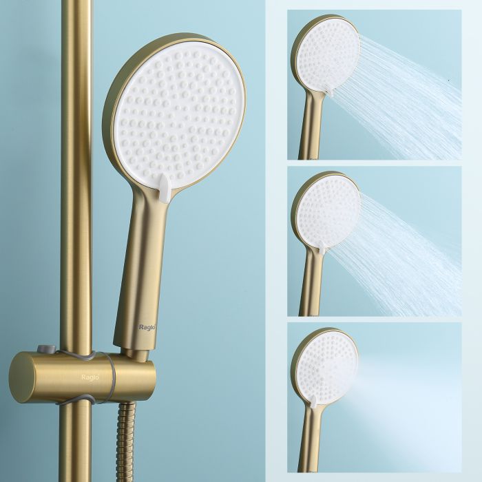 Душевая система с термостатом Raglo сатин золото R20.26.03