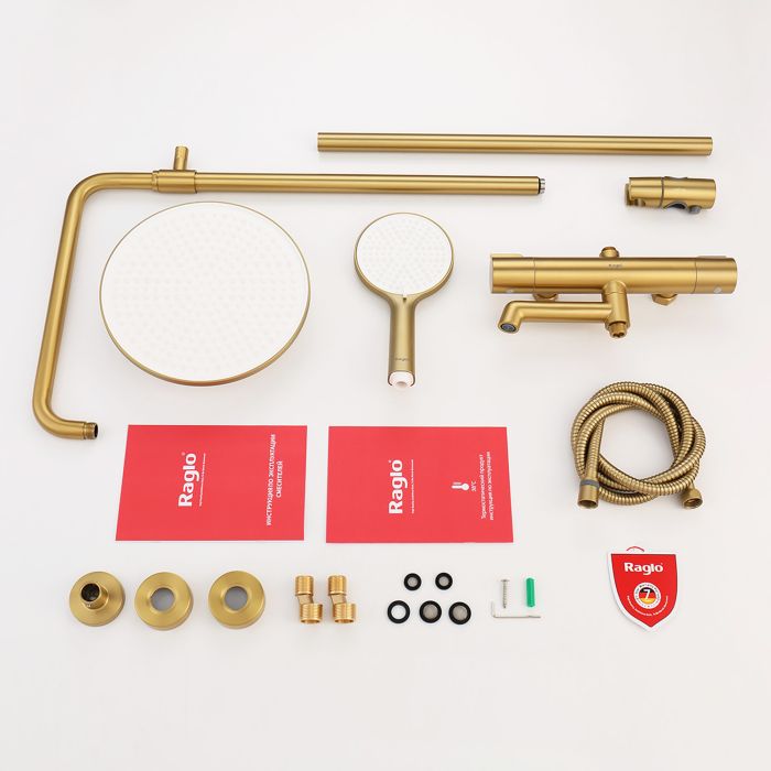 Душевая система с термостатом Raglo сатин золото R20.26.03