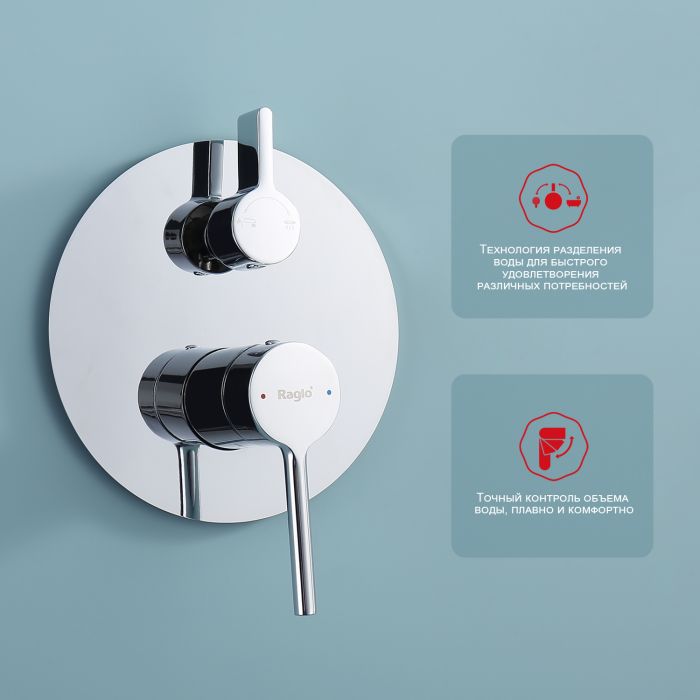 Встраиваемый смеситель для ванны с 3-функциями Raglo хром R20.27