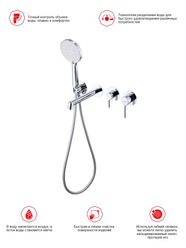 Встраиваемый смеситель для ванны Raglo хром R20.32