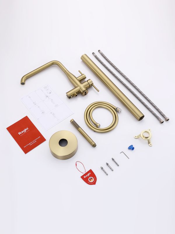 Смеситель для ванны напольный Raglo золотой сатин R20.33.03