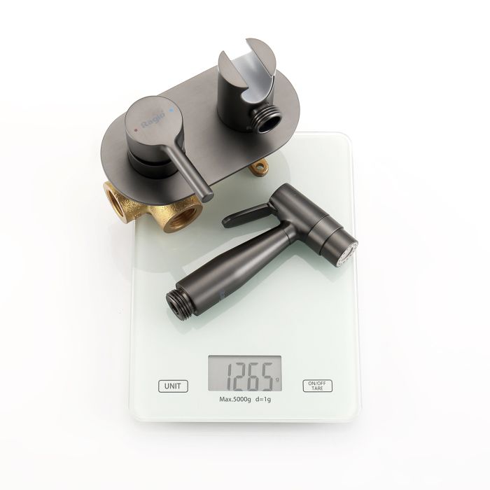 Смеситель с гигиеническим душем встраиваемый Raglo графит R20.52.09