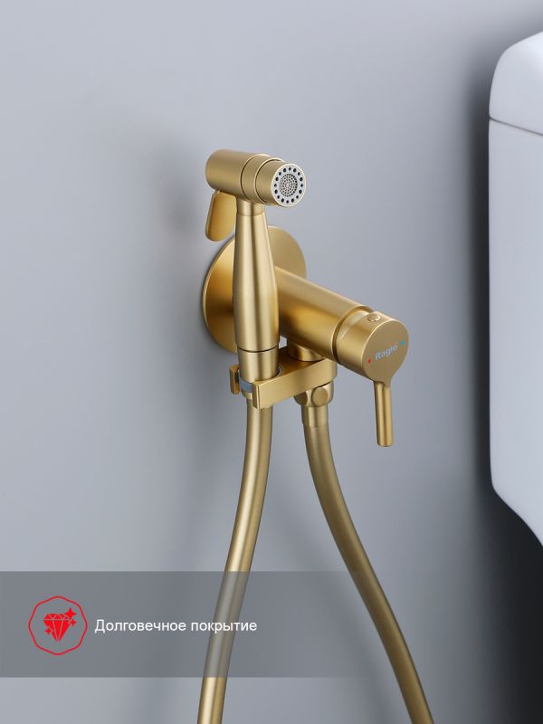 Смеситель с гигиеническим душем Raglo золотой сатин R20.54.03
