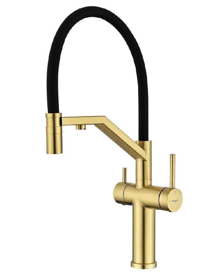 Смеситель для кухни со съемным изливом на магните и подключением фильтра питьевой воды Raglo сатин золото R20.62.03