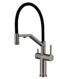 Смеситель для кухни со съемным изливом на магните и подключением фильтра питьевой воды Raglo графит R20.62.09