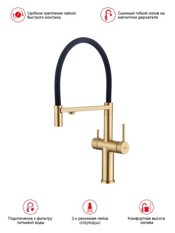 Смеситель для кухни Raglo сатин золотой R20.63.03