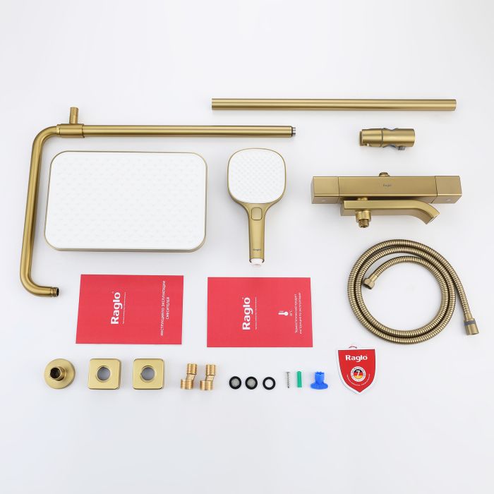 Душевая система с термостатом Raglo сатин золото R22.26.03