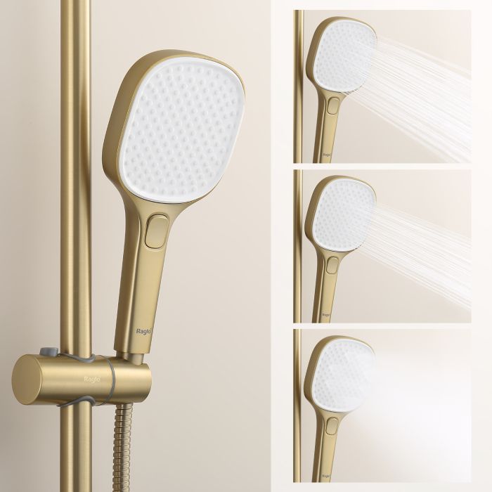 Душевая система с термостатом Raglo сатин золото R22.26.03