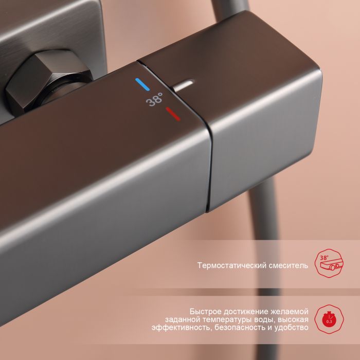 Душевая система с термостатом Raglo графит R22.26.09