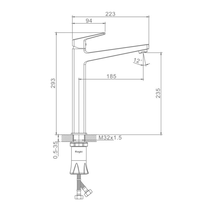 Смеситель для раковины высокий Raglo черный R30.15.06