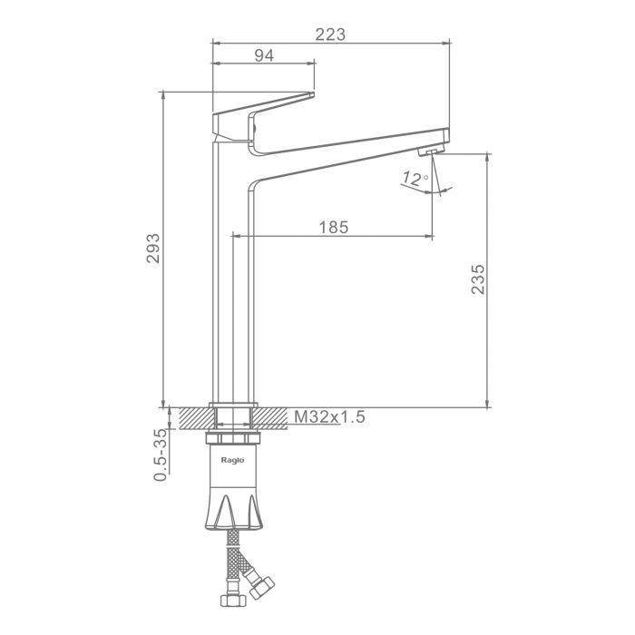 Смеситель для раковины высокий Raglo хром R30.15