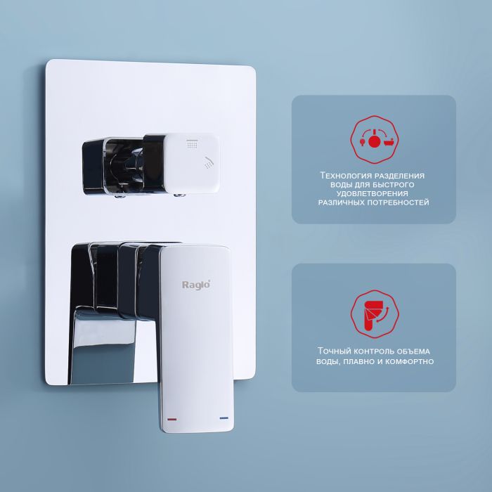 Встраиваемый смеситель для ванны с 3-функциями Raglo хром R30.27