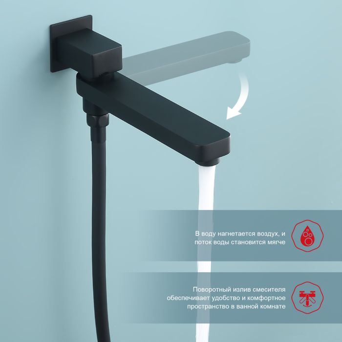 Встраиваемый смеситель для ванны с 3-функциями Raglo черный R30.27.06