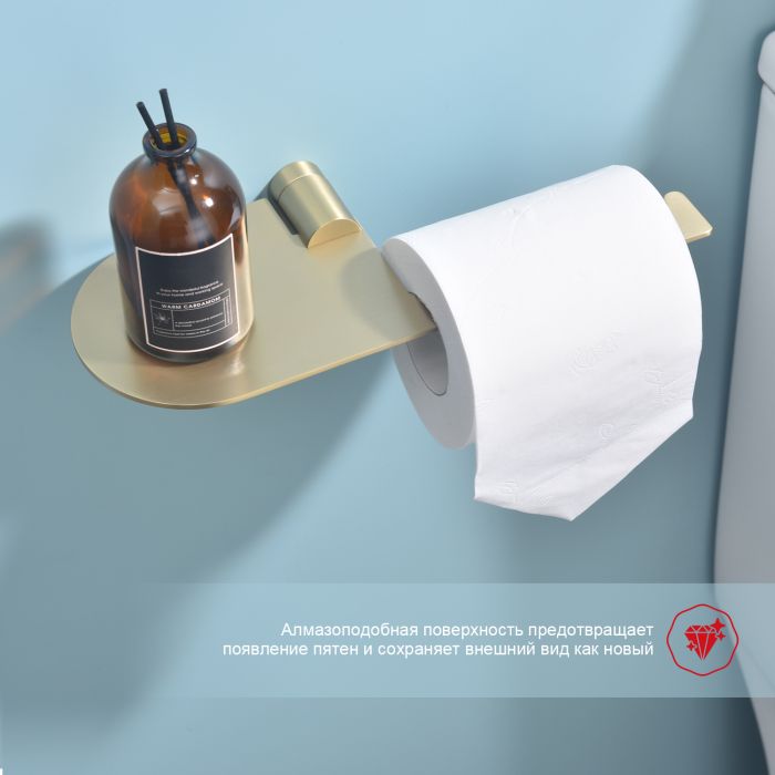 Бумагодержатель с полочкой для телефона Raglo сатин золото R300.03.03