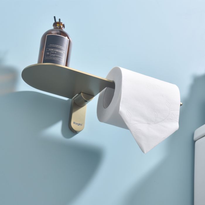 Бумагодержатель с полочкой для телефона Raglo сатин золото R300.03.03